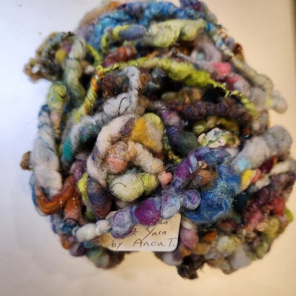 Hand spun Art Yarn, extra fine wool, new, one of a kind awesome colors, 1.7oz. - Picture 1 of 2